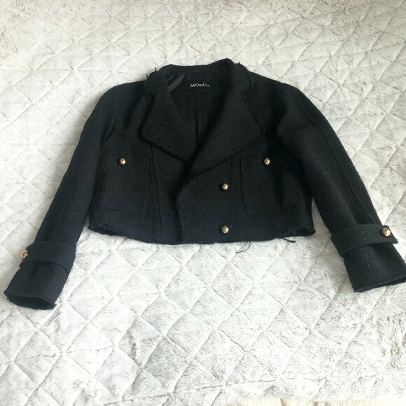 MO&Co. Vintage Cotton-blend Cropped Jacket_Women _ BLACK _ Size S - Picture 1 of 16
